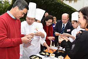 Trying our hand at making deep-fried dumplings.