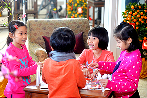 The Lunar New Year banners shown in the video were made by the children themselves.