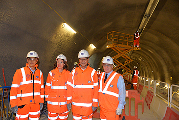 A group photo with senior staff of Crossrail and the MTRCL, as well as the British Consul General to Hong Kong, at the construction site.